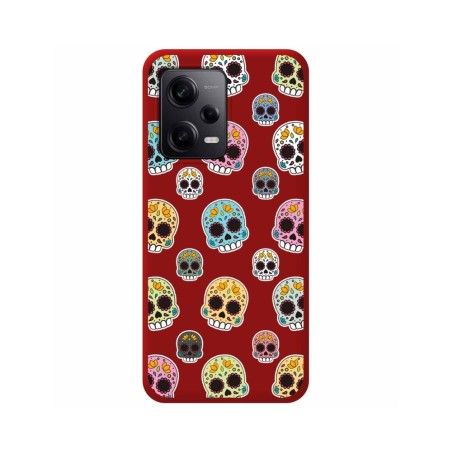 Funda Silicona Líquida Roja compatible con Xiaomi Redmi Note 12 Pro 5G diseño Catrina Dibujos