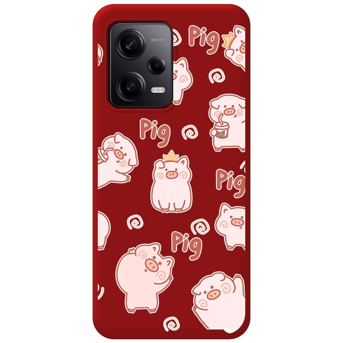 Funda Silicona Líquida Roja compatible con Xiaomi Redmi Note 12 Pro 5G diseño Cerdos Dibujos