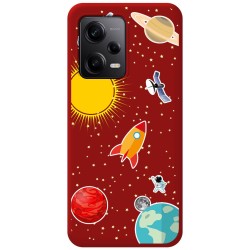 Funda Silicona Líquida Roja compatible con Xiaomi Redmi Note 12 Pro 5G diseño Espacio Dibujos