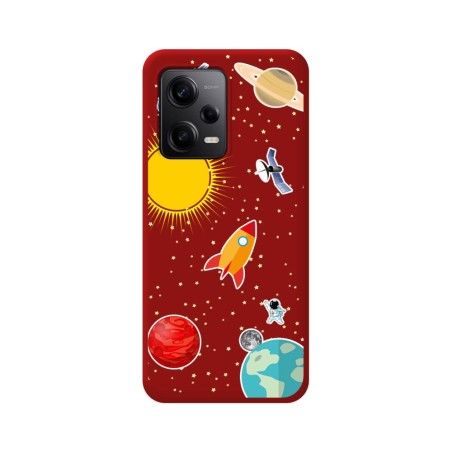 Funda Silicona Líquida Roja compatible con Xiaomi Redmi Note 12 Pro 5G diseño Espacio Dibujos