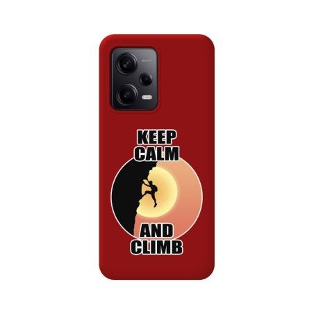 Funda Silicona Líquida Roja compatible con Xiaomi Redmi Note 12 Pro 5G diseño Hombre Escalada Dibujos