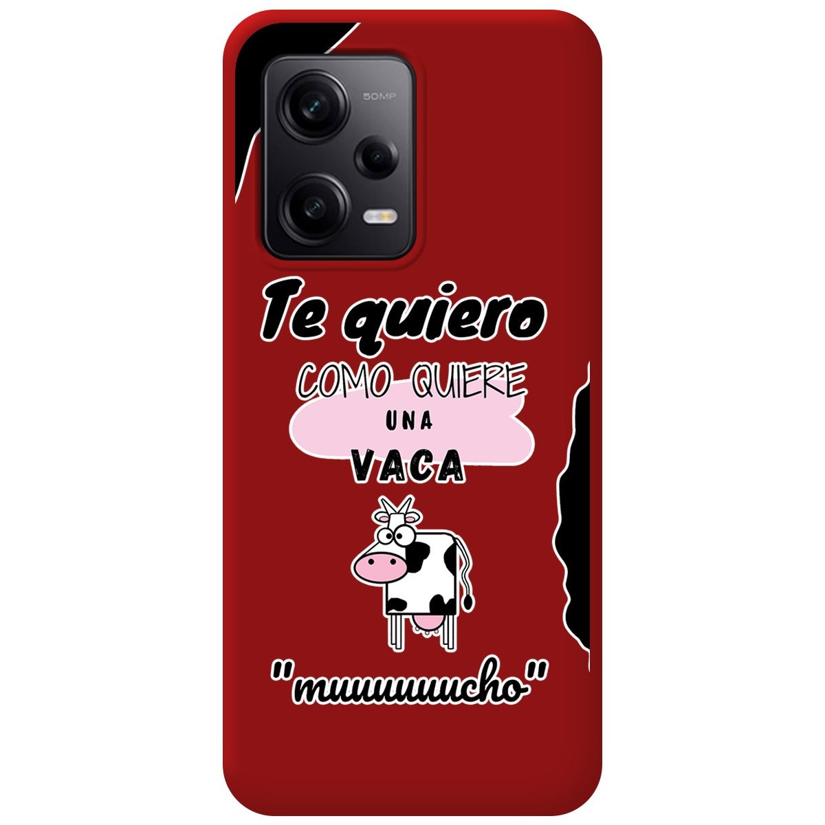 Funda Silicona Líquida Roja compatible con Xiaomi Redmi Note 12 Pro 5G diseño Vaca Dibujos