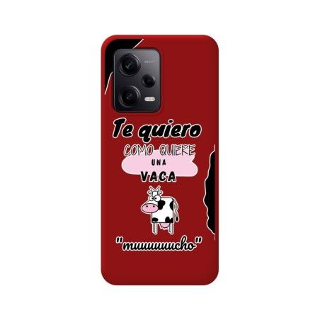 Funda Silicona Líquida Roja compatible con Xiaomi Redmi Note 12 Pro 5G diseño Vaca Dibujos
