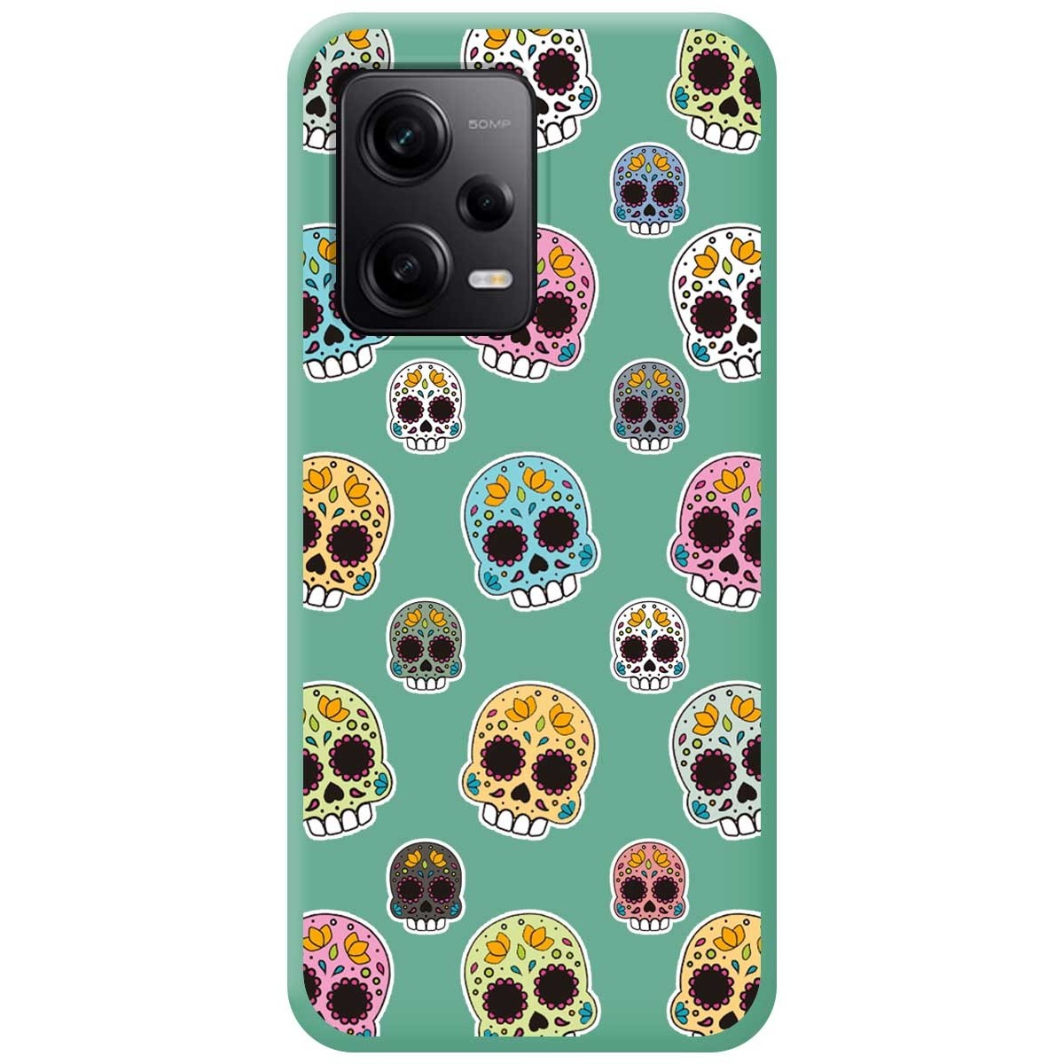 Funda Silicona Líquida Verde compatible con Xiaomi Redmi Note 12 Pro 5G diseño Catrina Dibujos