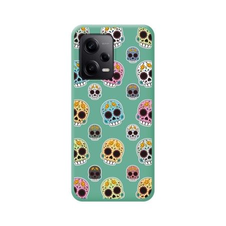 Funda Silicona Líquida Verde compatible con Xiaomi Redmi Note 12 Pro 5G diseño Catrina Dibujos
