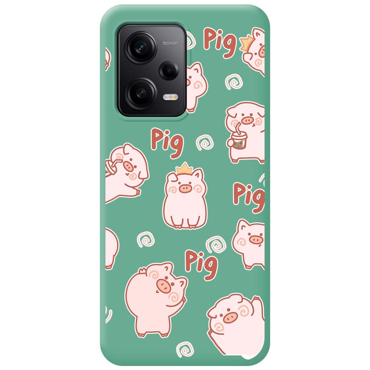 Funda Silicona Líquida Verde compatible con Xiaomi Redmi Note 12 Pro 5G diseño Cerdos Dibujos