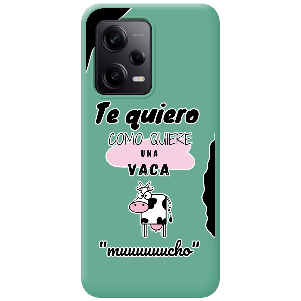 Funda Silicona Líquida Verde compatible con Xiaomi Redmi Note 12 Pro 5G diseño Vaca Dibujos