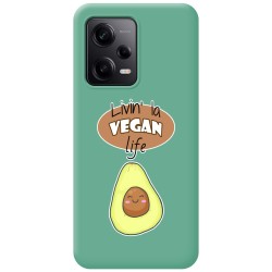 Funda Silicona Líquida Verde compatible con Xiaomi Redmi Note 12 Pro 5G diseño Vegan Life Dibujos