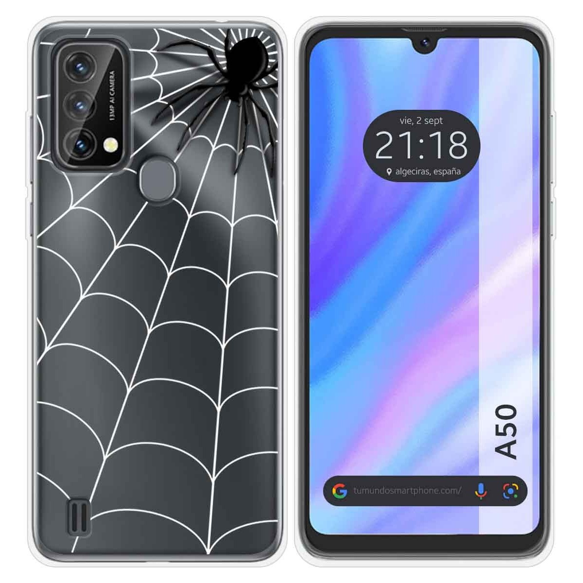 Funda Silicona Transparente para Blackview A50 diseño Araña Dibujos