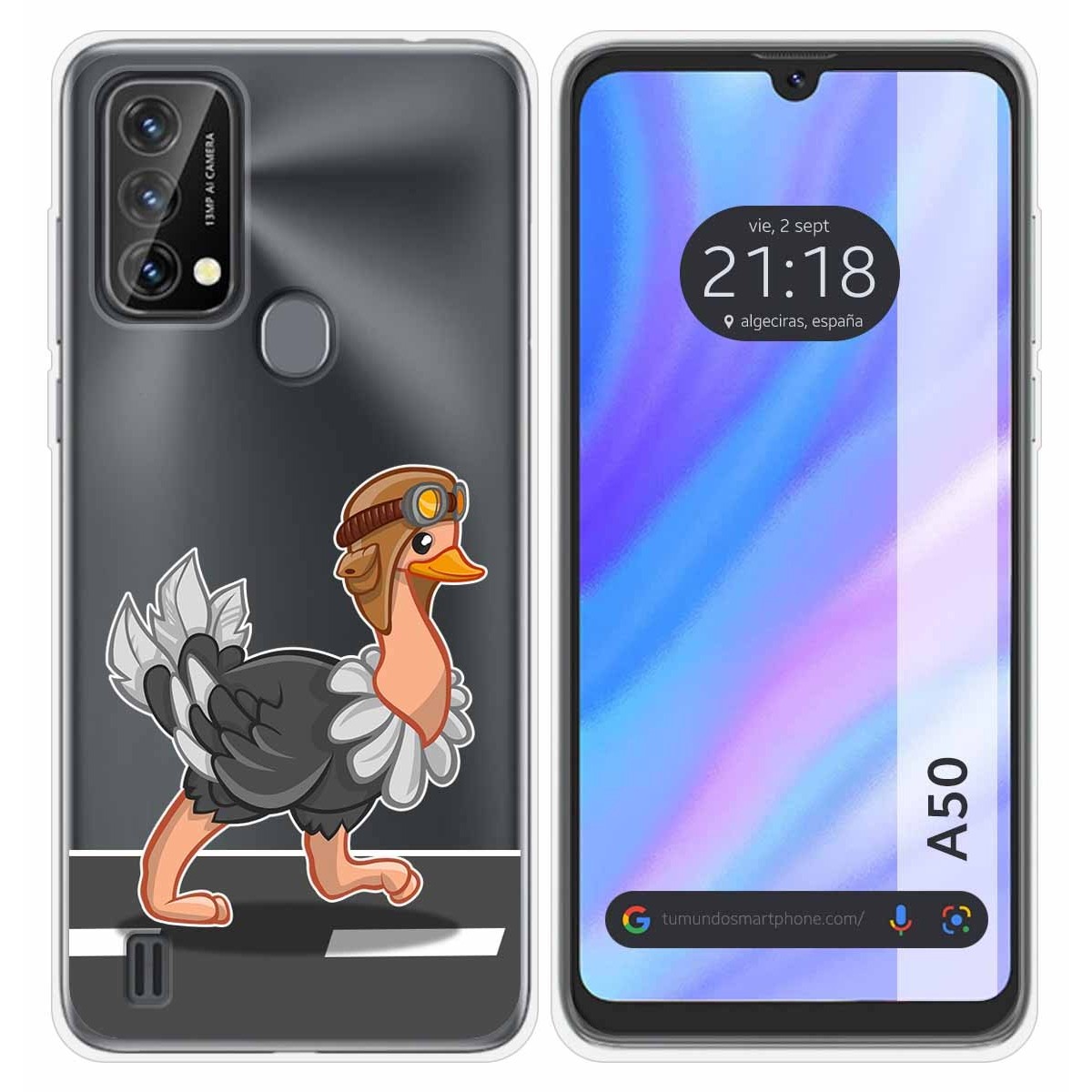 Funda Silicona Transparente para Blackview A50 diseño Avestruz Dibujos