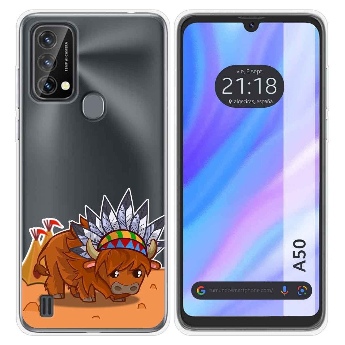 Funda Silicona Transparente para Blackview A50 diseño Bufalo Dibujos