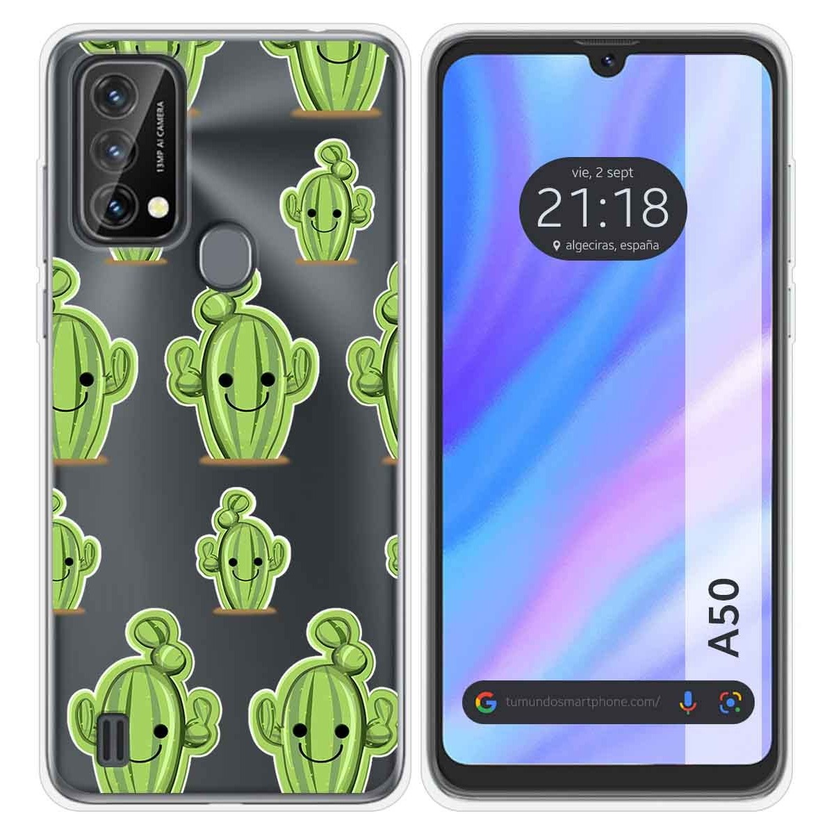 Funda Silicona Transparente para Blackview A50 diseño Cactus Dibujos