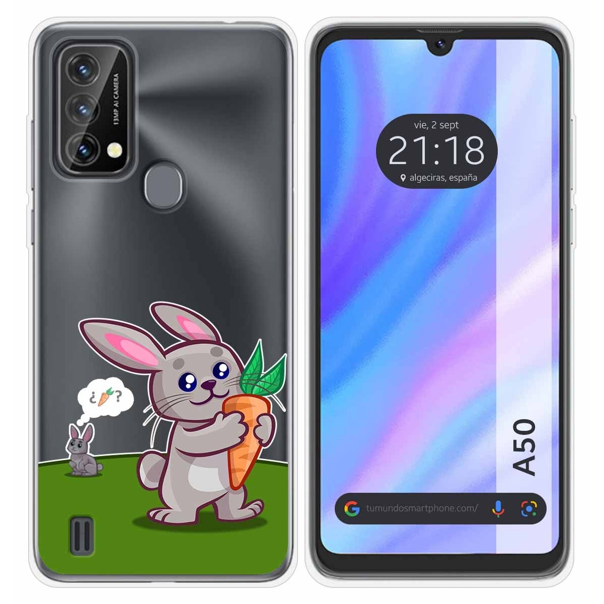 Funda Silicona Transparente para Blackview A50 diseño Conejo Dibujos