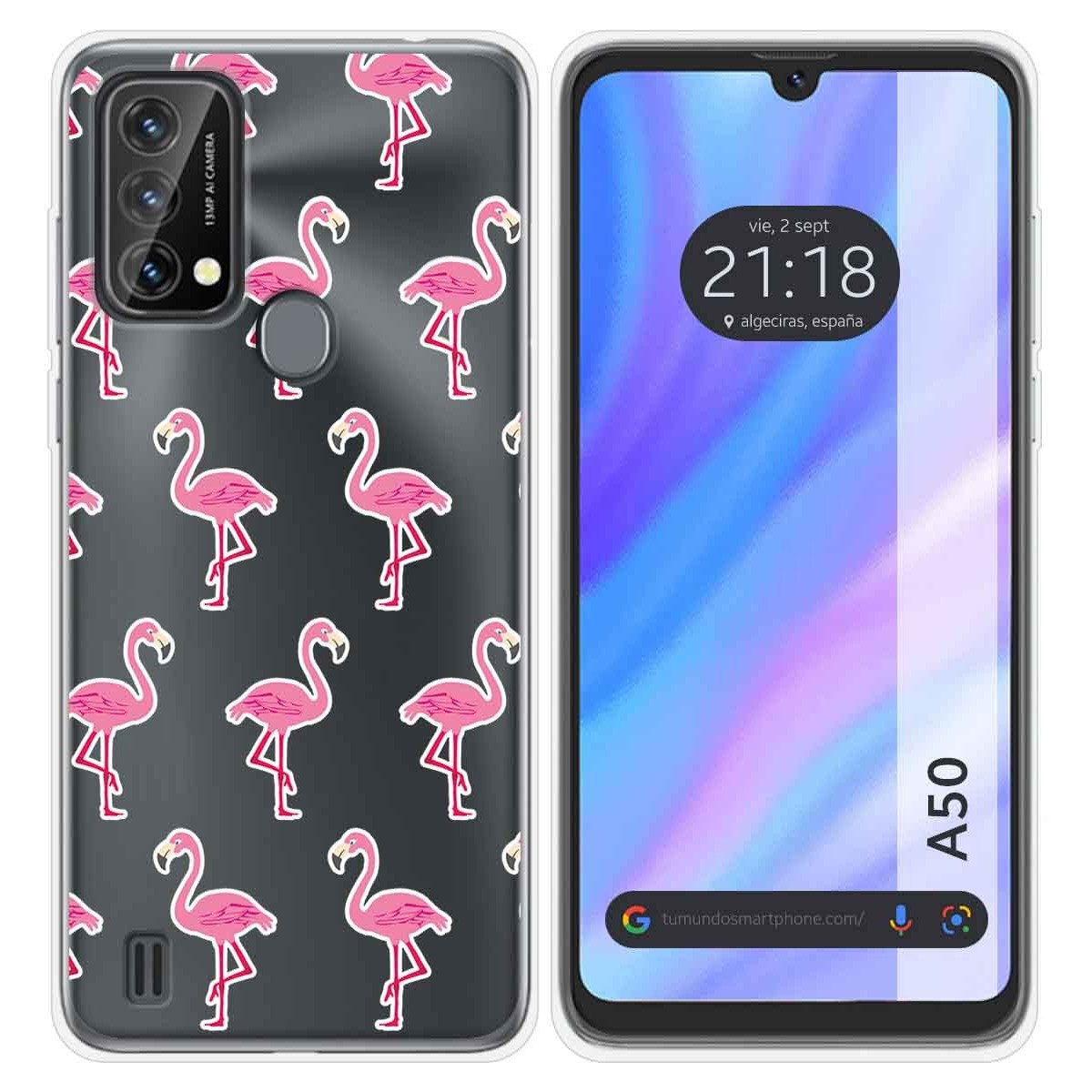 Funda Silicona Transparente para Blackview A50 diseño Flamenco Dibujos
