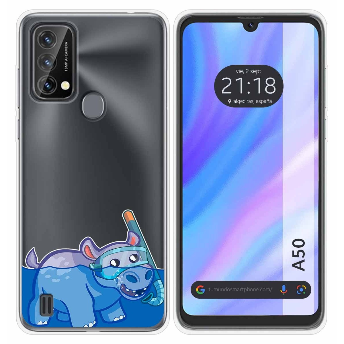 Funda Silicona Transparente para Blackview A50 diseño Hipo Dibujos