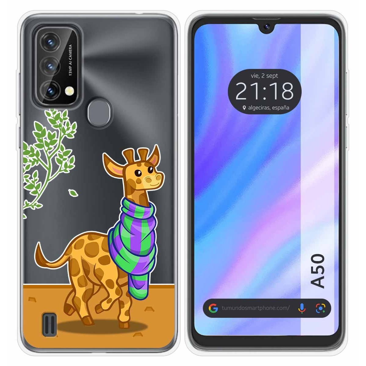 Funda Silicona Transparente para Blackview A50 diseño Jirafa Dibujos