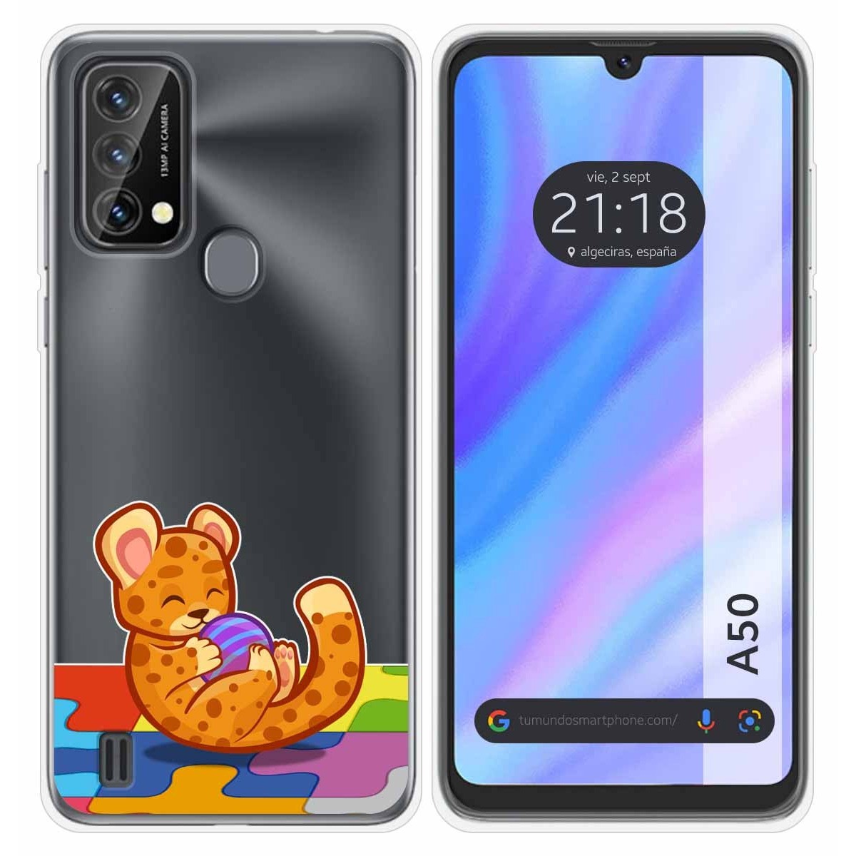 Funda Silicona Transparente para Blackview A50 diseño Leopardo Dibujos