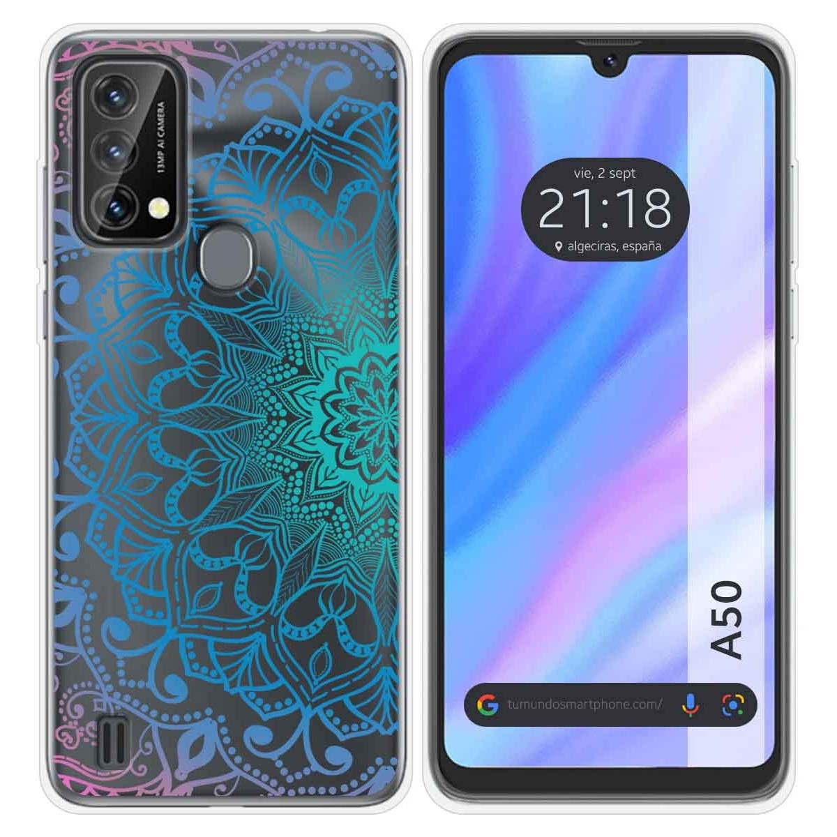 Funda Silicona Transparente para Blackview A50 diseño Mandala Dibujos