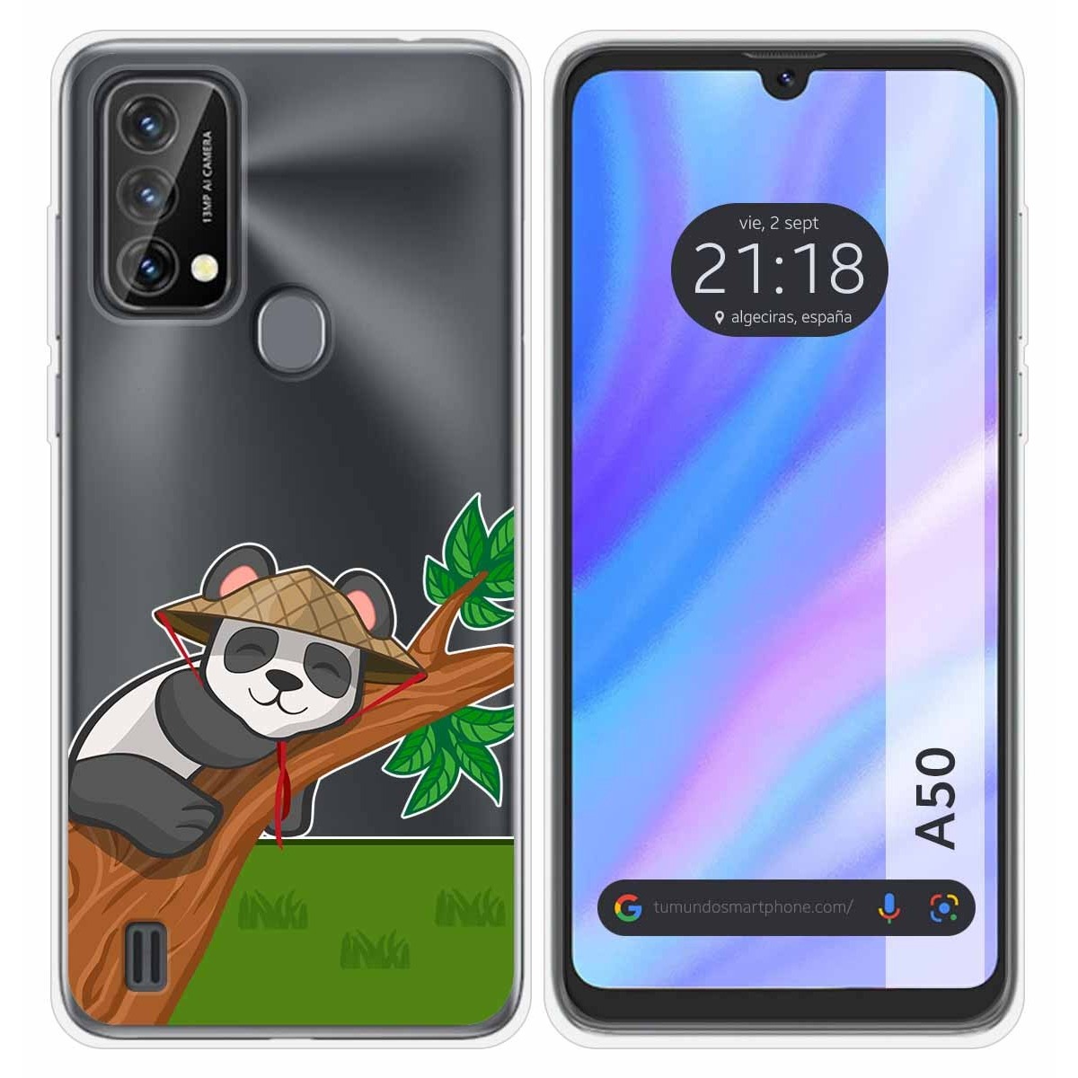 Funda Silicona Transparente para Blackview A50 diseño Panda Dibujos