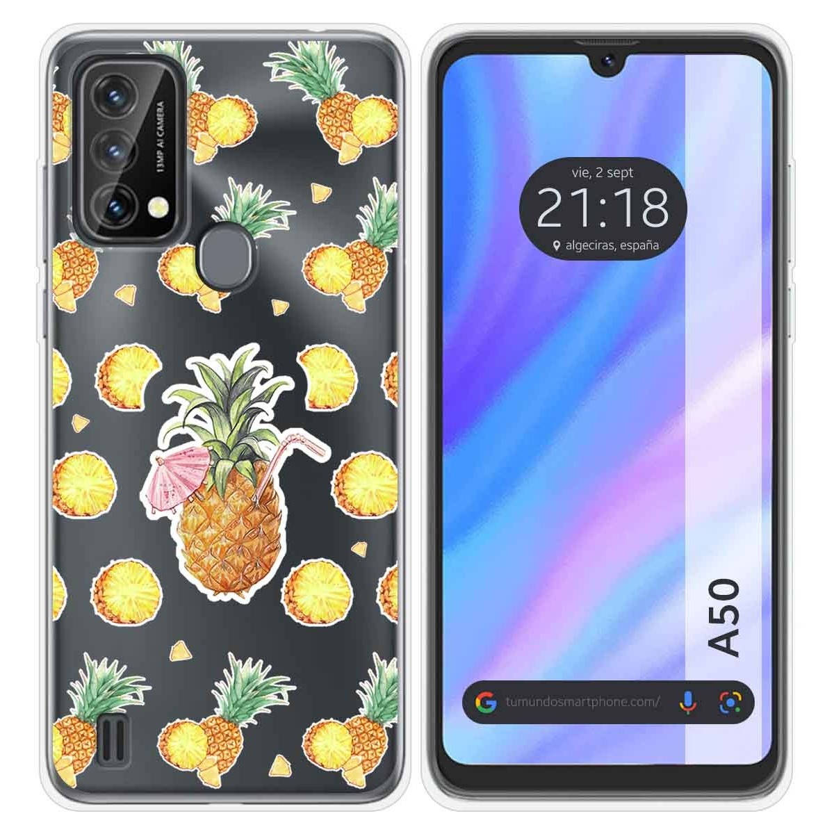 Funda Silicona Transparente para Blackview A50 diseño Piña Dibujos