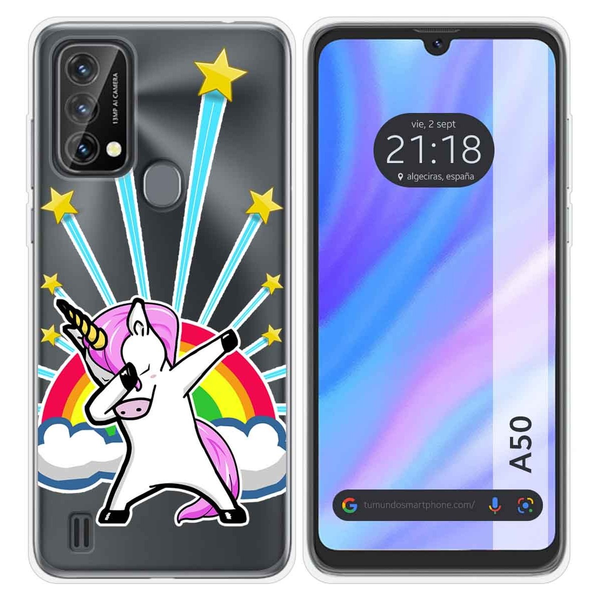 Funda Silicona Transparente para Blackview A50 diseño Unicornio Dibujos
