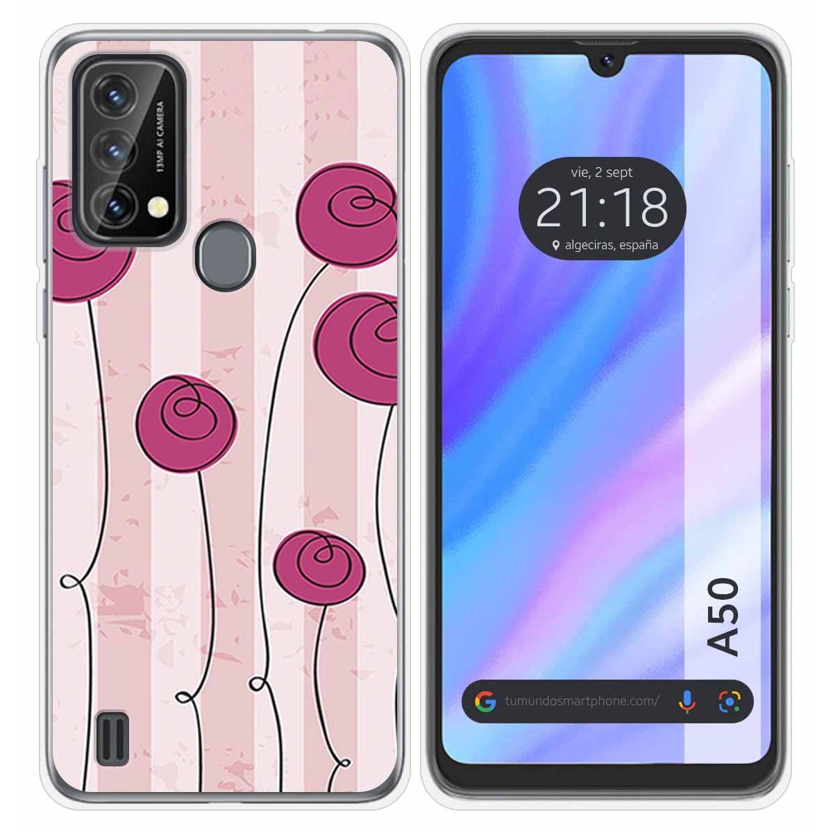 Funda Silicona para Blackview A50 diseño Flores Vintage Dibujos
