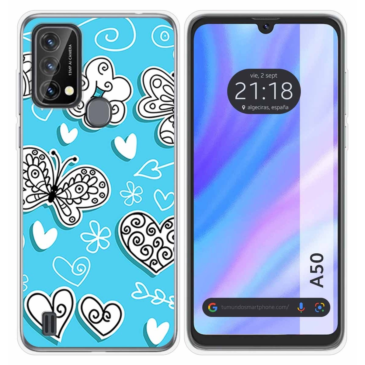 Funda Silicona para Blackview A50 diseño Mariposas Dibujos