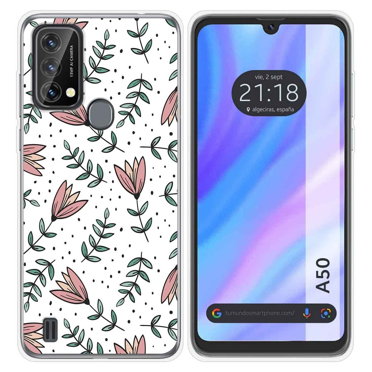 Funda Silicona Transparente para Blackview A50 diseño Flores 01 Dibujos