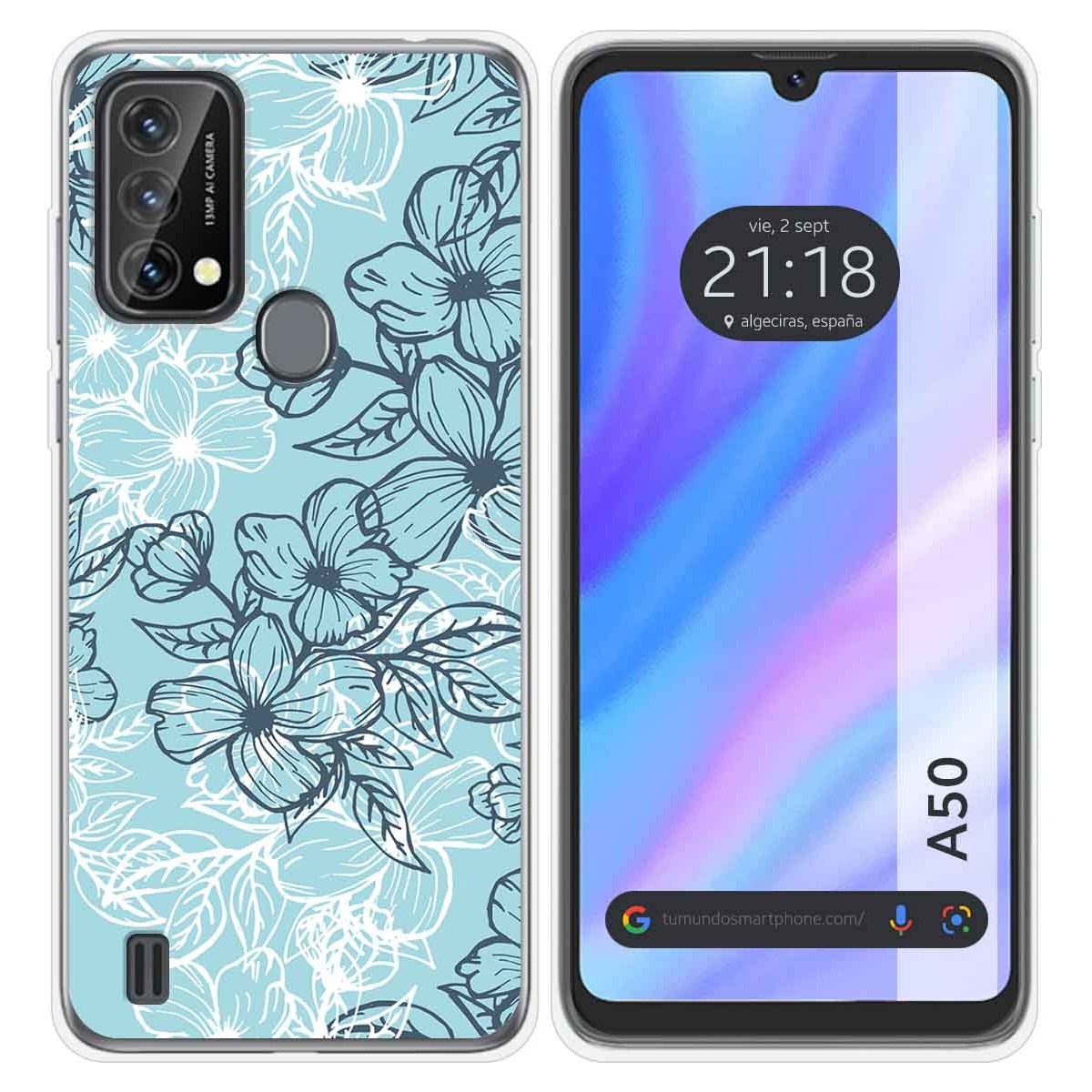 Funda Silicona Transparente para Blackview A50 diseño Flores 03 Dibujos