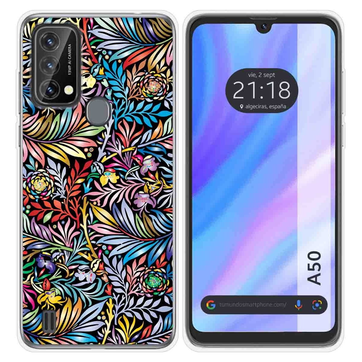 Funda Silicona Transparente para Blackview A50 diseño Flores 04 Dibujos