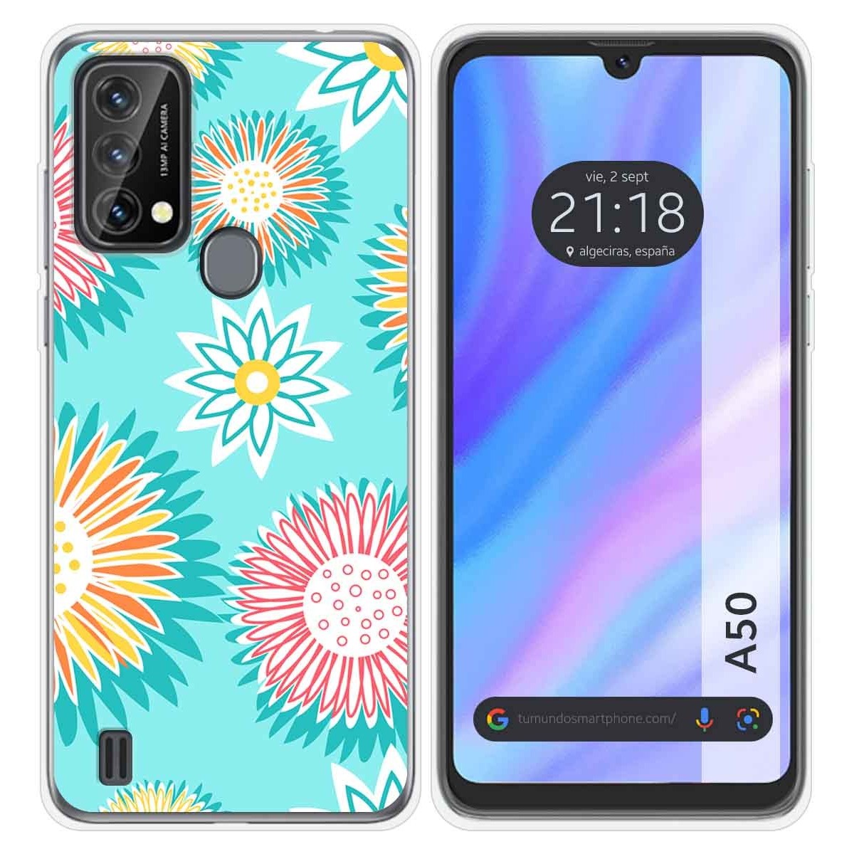 Funda Silicona Transparente para Blackview A50 diseño Flores 05 Dibujos