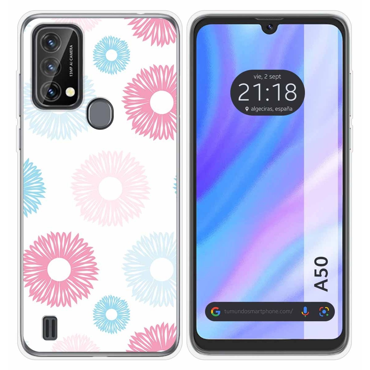 Funda Silicona Transparente para Blackview A50 diseño Flores 06 Dibujos