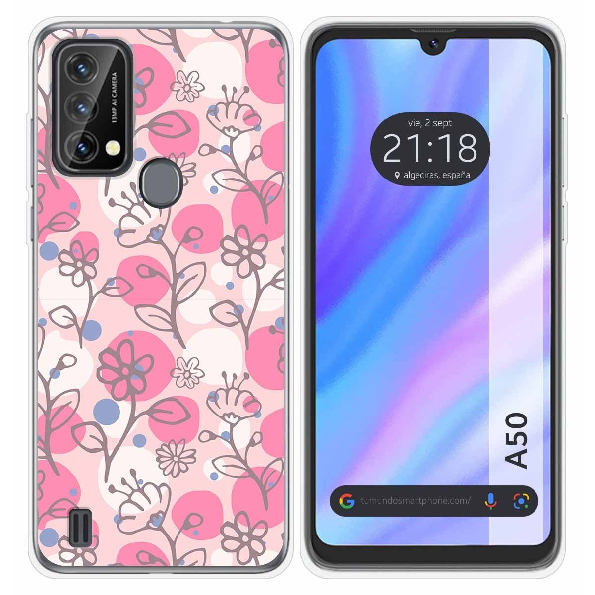 Funda Silicona Transparente para Blackview A50 diseño Flores 07 Dibujos
