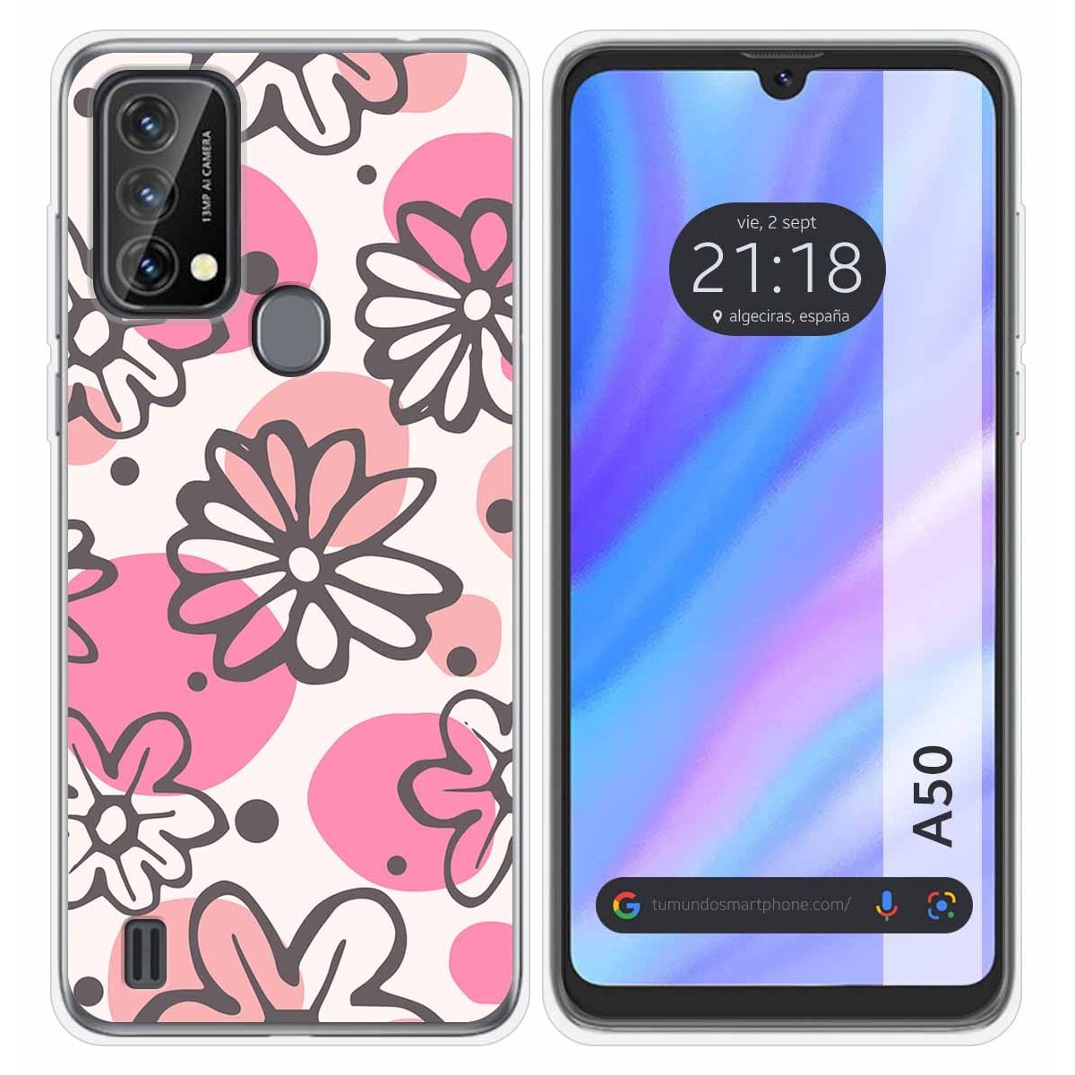 Funda Silicona Transparente para Blackview A50 diseño Flores 09 Dibujos