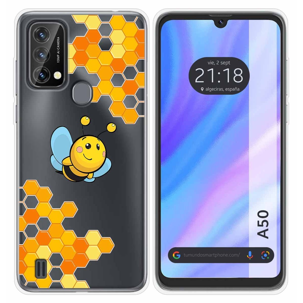 Funda Silicona Transparente para Blackview A50 diseño Abeja Dibujos