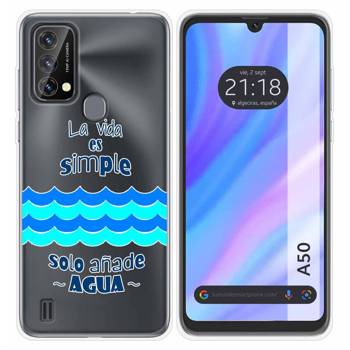 Funda Silicona Transparente para Blackview A50 diseño Agua Dibujos