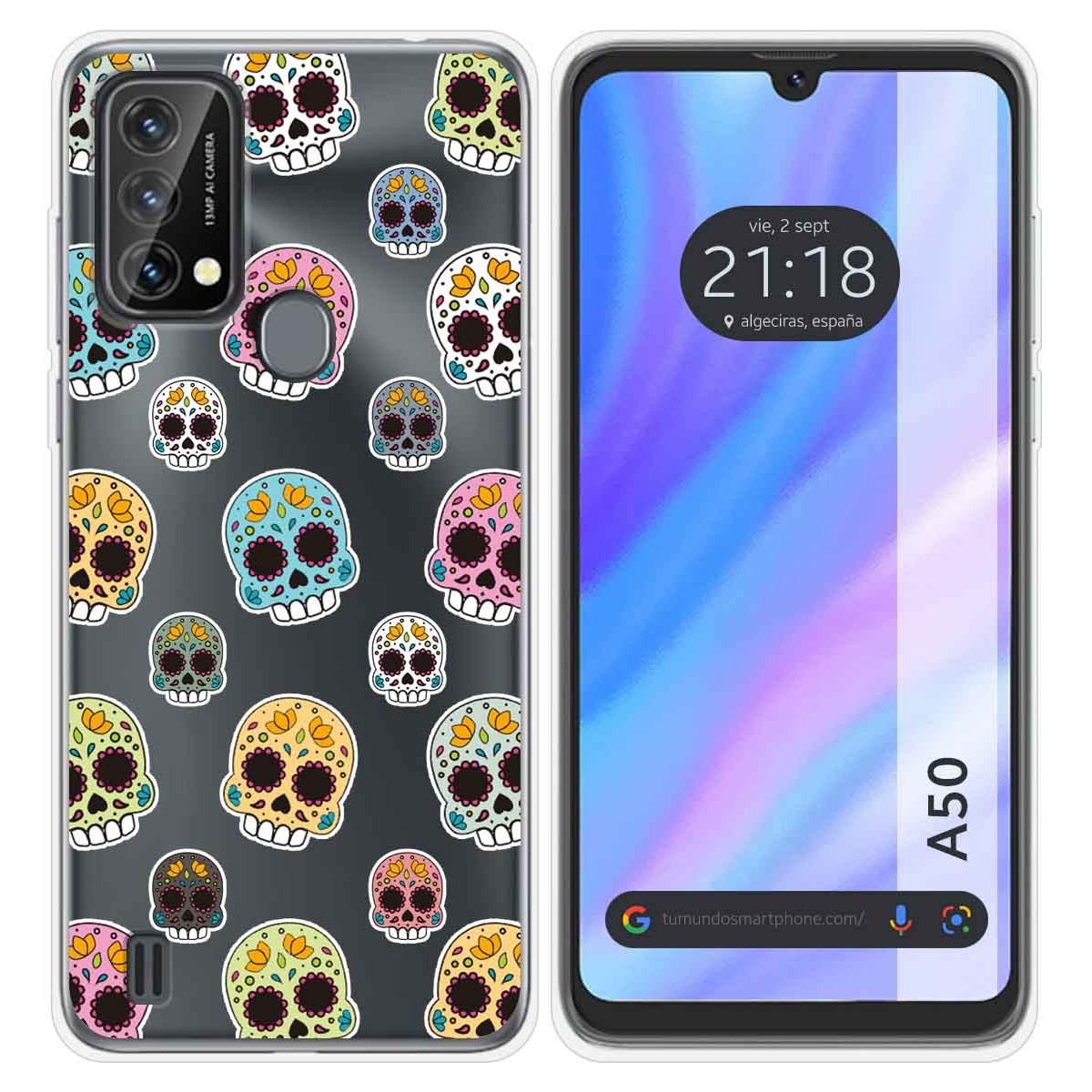 Funda Silicona Transparente para Blackview A50 diseño Catrina Dibujos