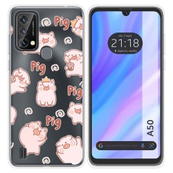 Funda Silicona Transparente para Blackview A50 diseño Cerdos Dibujos