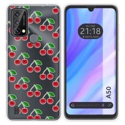 Funda Silicona Transparente para Blackview A50 diseño Cerezas Dibujos