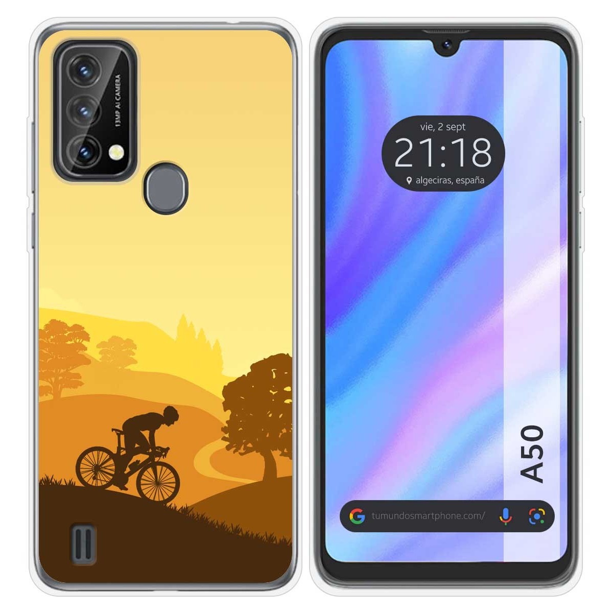 Funda Silicona Transparente para Blackview A50 diseño Ciclista Dibujos