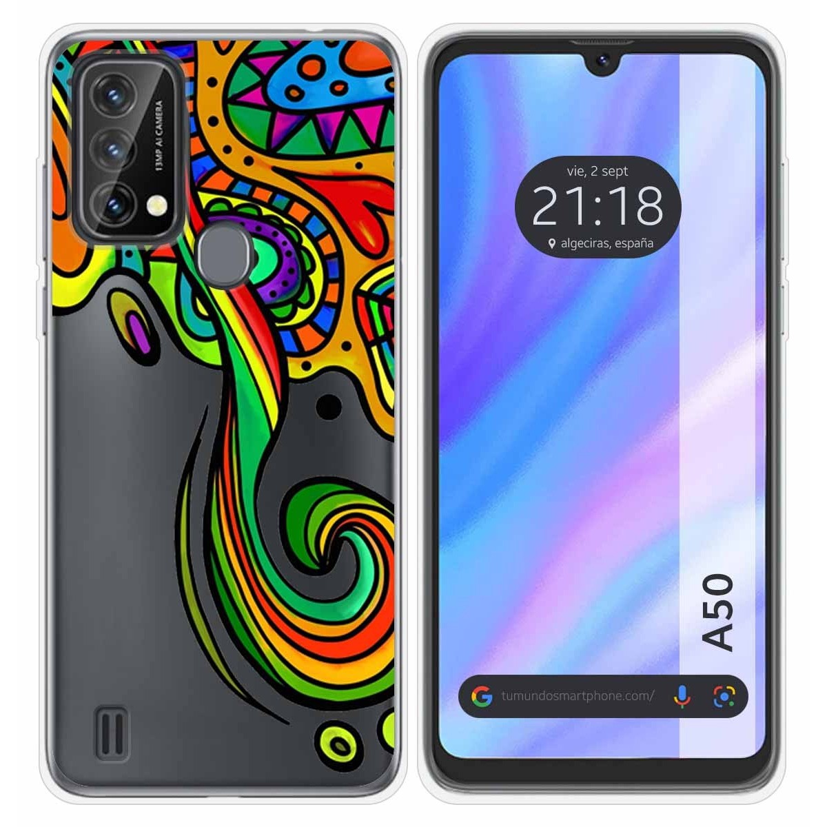 Funda Silicona Transparente para Blackview A50 diseño Colores Dibujos