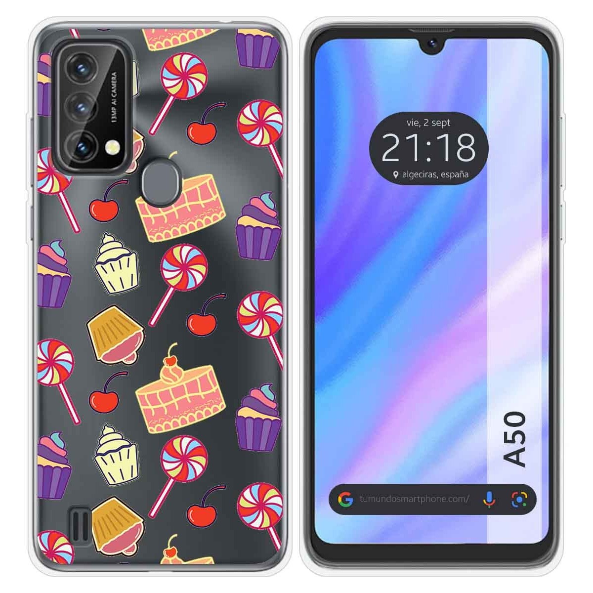 Funda Silicona Transparente para Blackview A50 diseño Dulces 01 Dibujos