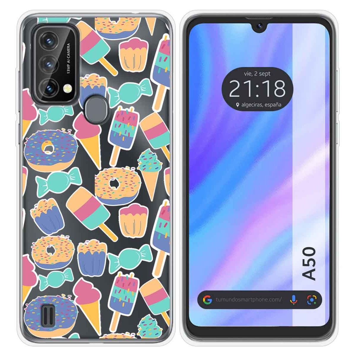 Funda Silicona Transparente para Blackview A50 diseño Dulces 02 Dibujos