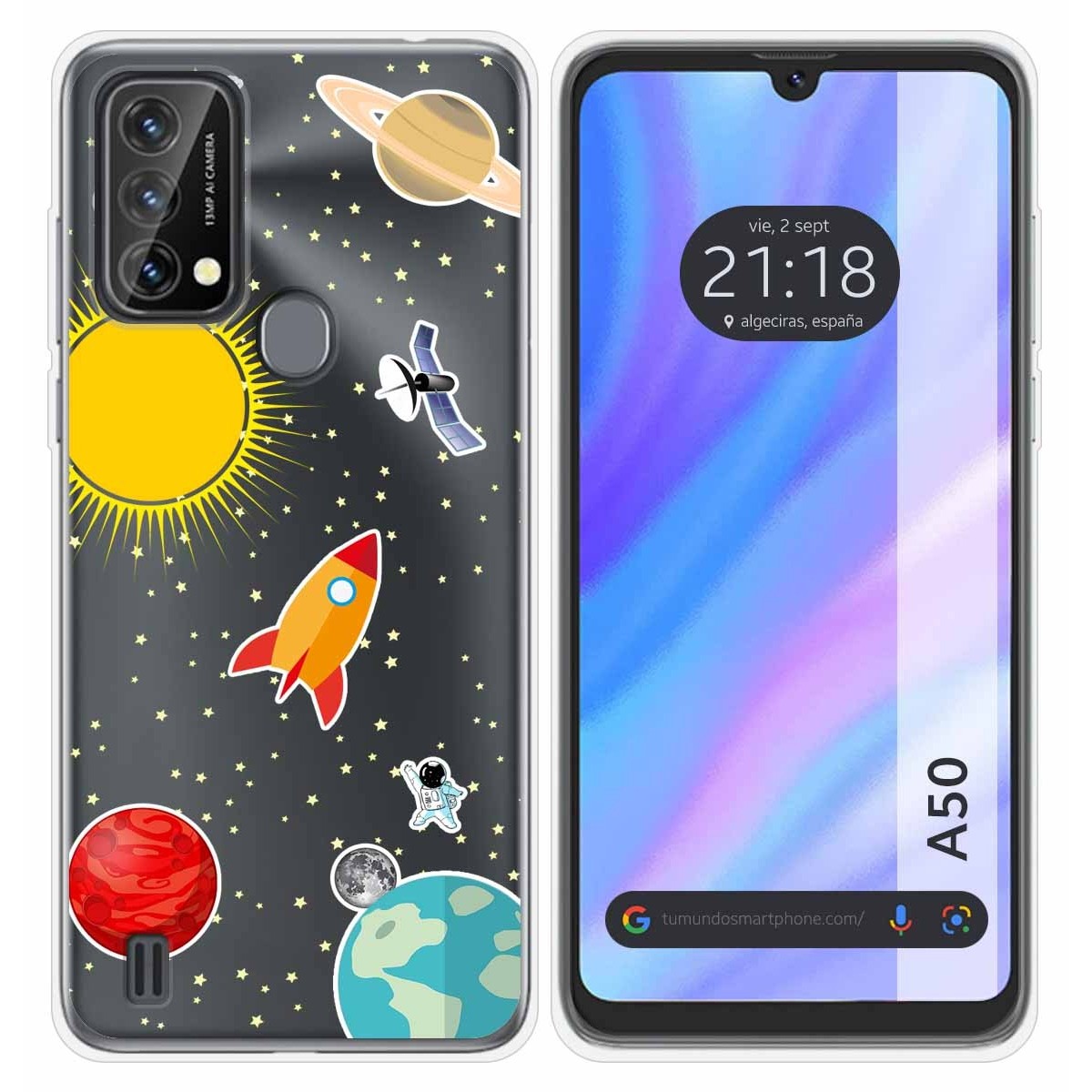 Funda Silicona Transparente para Blackview A50 diseño Espacio Dibujos