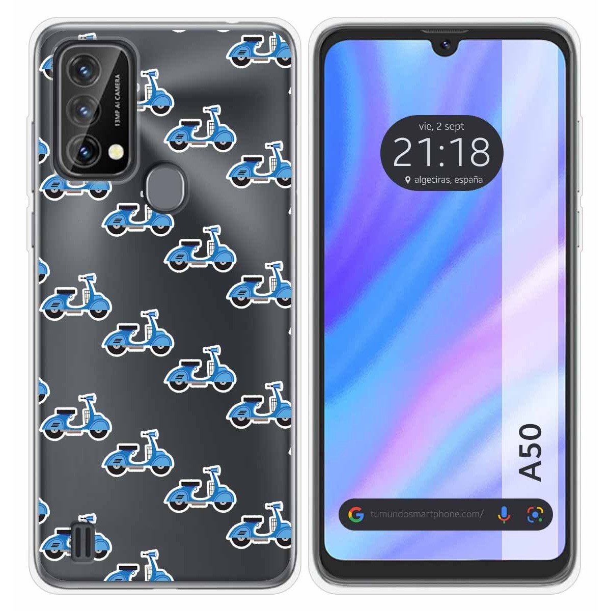 Funda Silicona Transparente para Blackview A50 diseño Scooter Dibujos