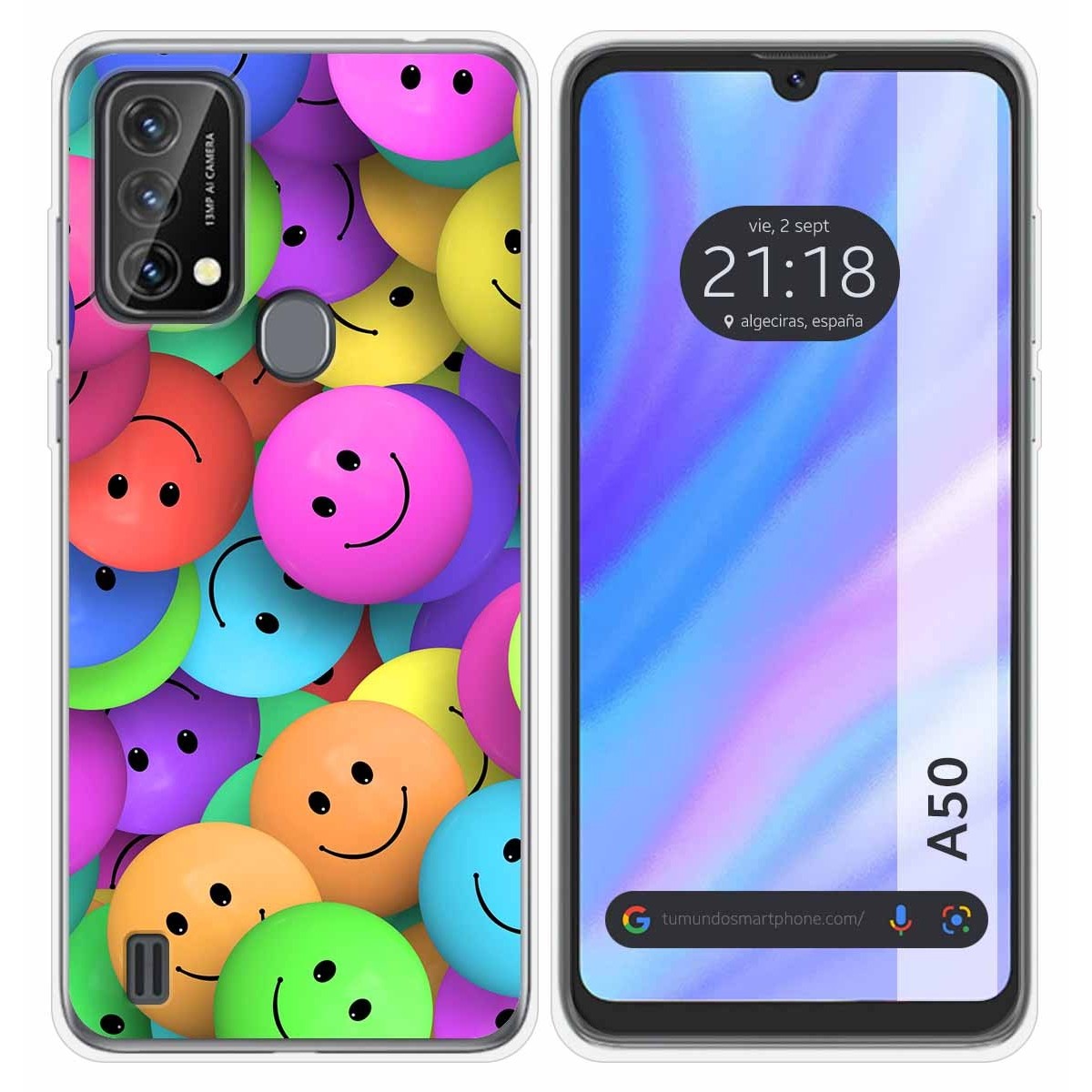 Funda Silicona Transparente para Blackview A50 diseño Smile Dibujos
