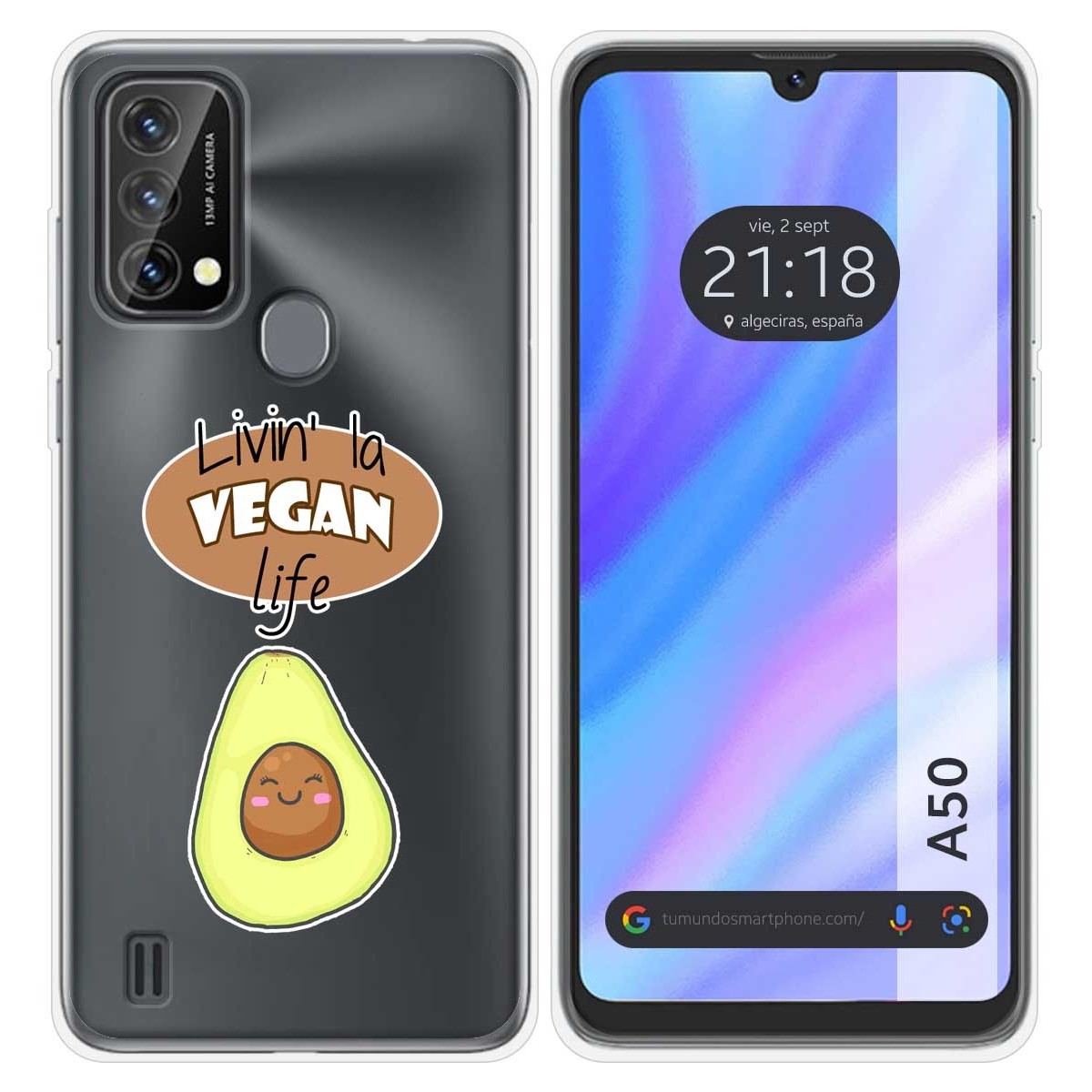 Funda Silicona Transparente para Blackview A50 diseño Vegan Life Dibujos