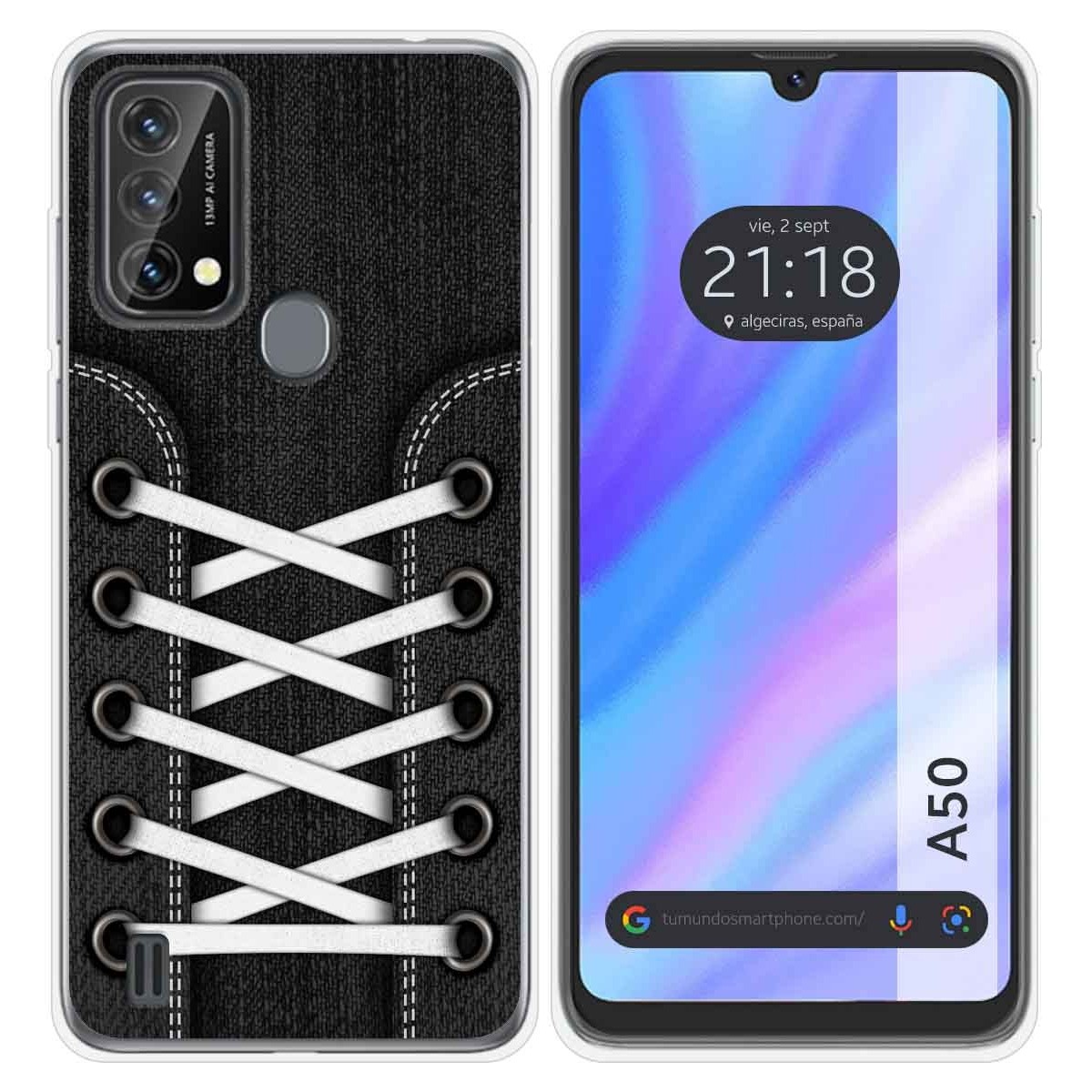 Funda Silicona Transparente para Blackview A50 diseño Zapatillas 02 Dibujos