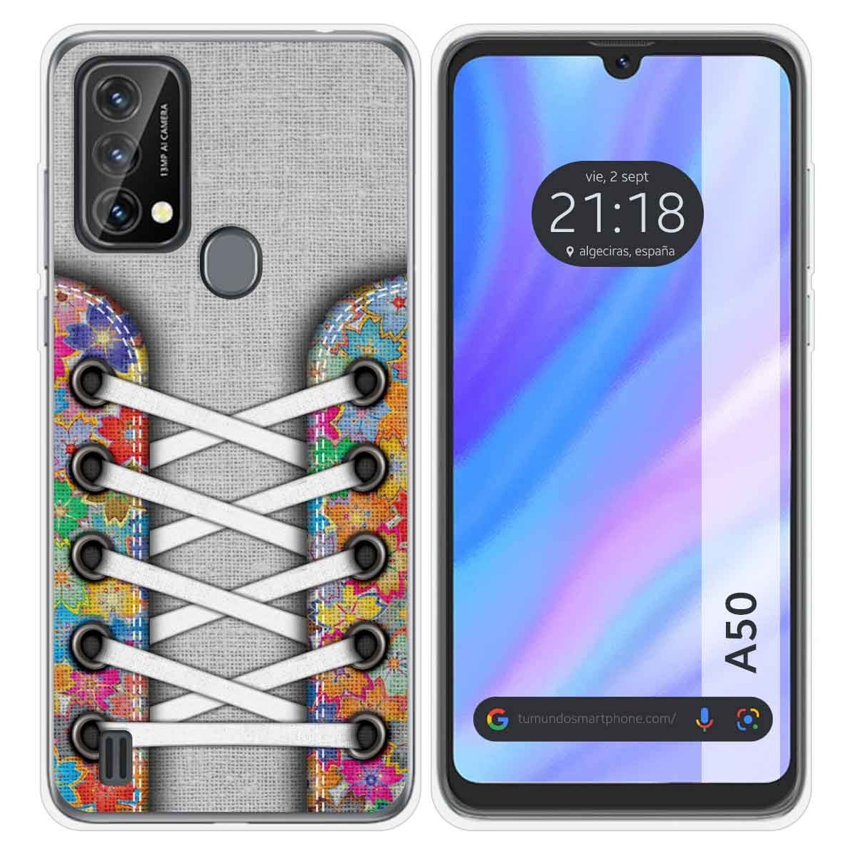 Funda Silicona Transparente para Blackview A50 diseño Zapatillas 04 Dibujos