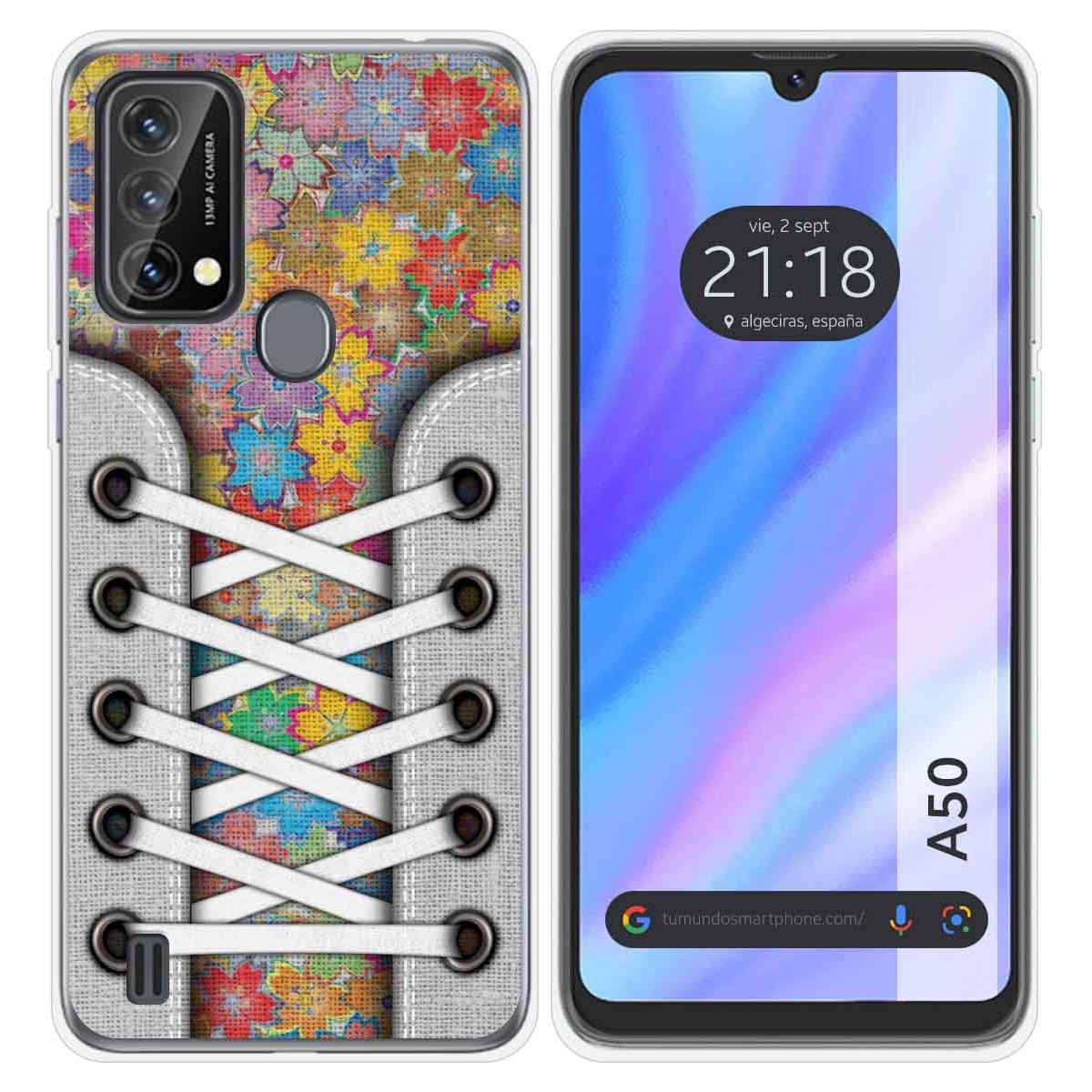 Funda Silicona Transparente para Blackview A50 diseño Zapatillas 05 Dibujos